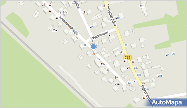 Koluszki, Kraszewskiego, 33, mapa Koluszki