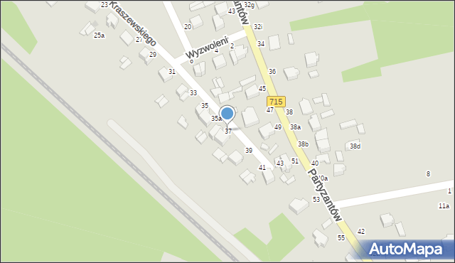 Koluszki, Kraszewskiego, 37, mapa Koluszki