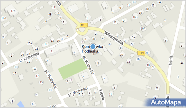 Komarówka Podlaska, Krótka, 3, mapa Komarówka Podlaska