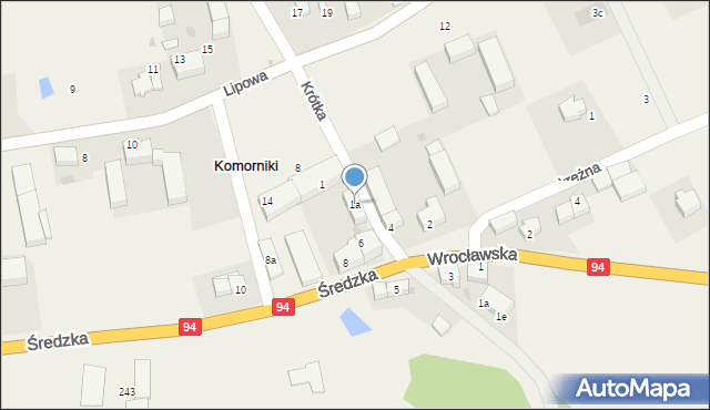 Komorniki, Krótka, 1a, mapa Komorniki