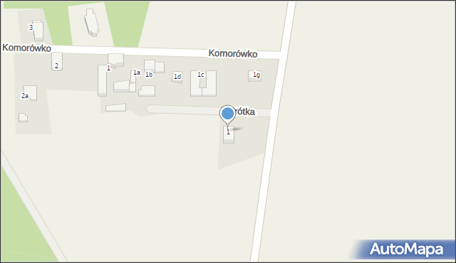 Komorówko, Krótka, 1, mapa Komorówko
