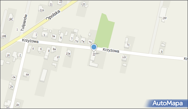 Komprachcice, Krzyżowa, 12, mapa Komprachcice