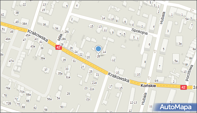 Końskie, Krakowska, 16, mapa Końskie