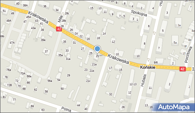 Końskie, Krakowska, 21, mapa Końskie
