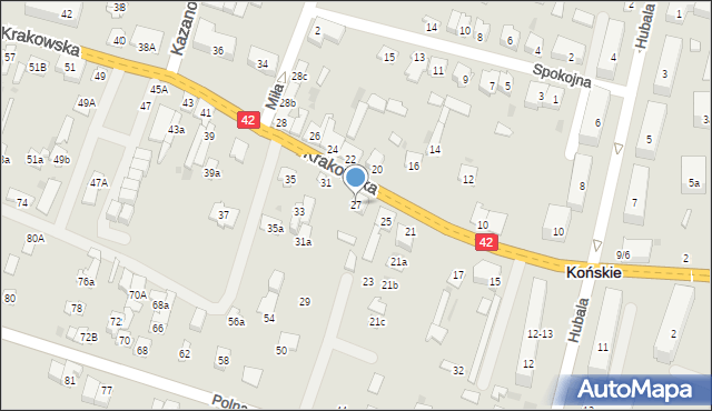 Końskie, Krakowska, 27, mapa Końskie