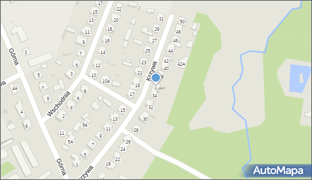 Końskie, Krzywa, 36, mapa Końskie