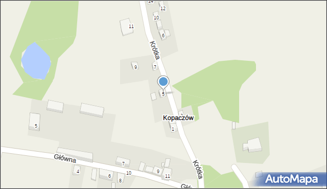 Kopaczów, Krótka, 5, mapa Kopaczów