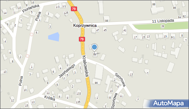 Koprzywnica, Krakowska, 84, mapa Koprzywnica