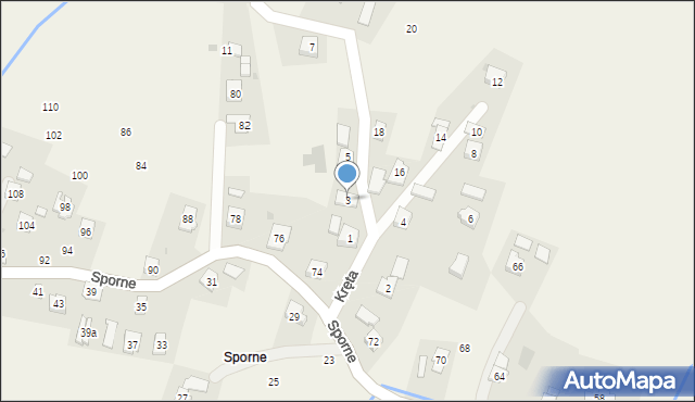 Korczyna, Kręta, 3, mapa Korczyna