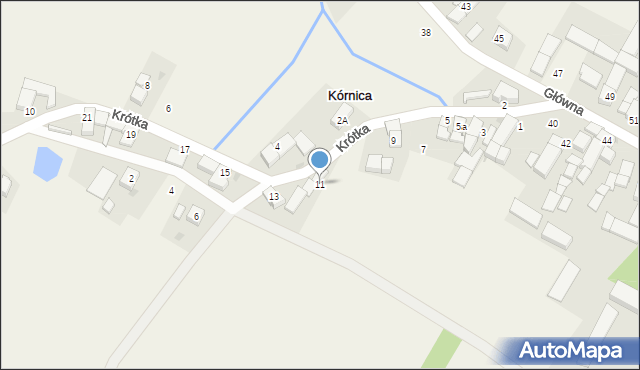 Kórnica, Krótka, 11, mapa Kórnica