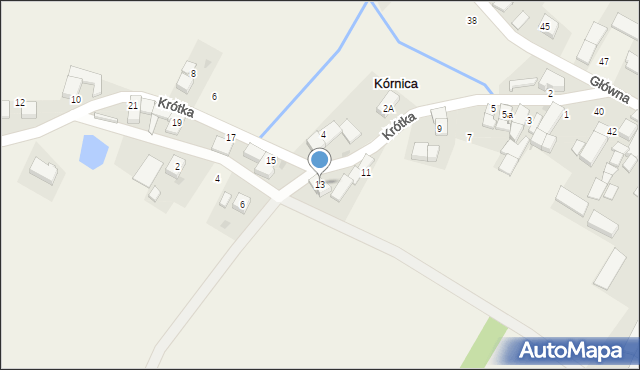 Kórnica, Krótka, 13, mapa Kórnica