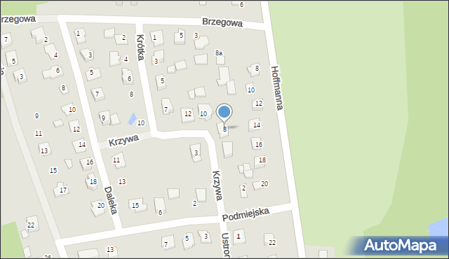 Koronowo, Krzywa, 8, mapa Koronowo