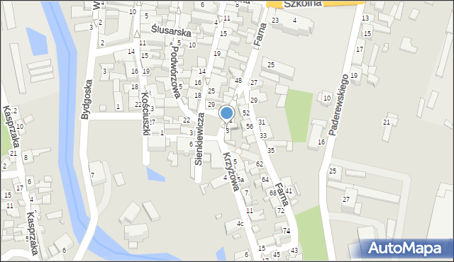 Koronowo, Krzyżowa, 3, mapa Koronowo