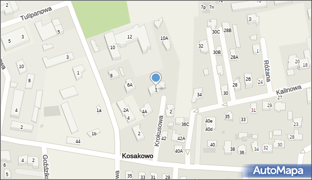 Kosakowo, Krokusowa, 1, mapa Kosakowo