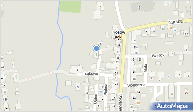 Kosów Lacki, Krótka, 1, mapa Kosów Lacki