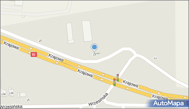 Kostrzyn, Krajowa, 13, mapa Kostrzyn