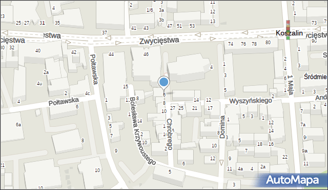 Koszalin, Króla Bolesława Chrobrego, 6, mapa Koszalina