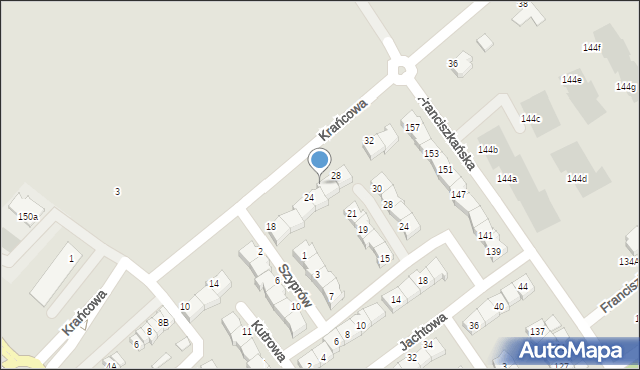 Koszalin, Krańcowa, 26, mapa Koszalina