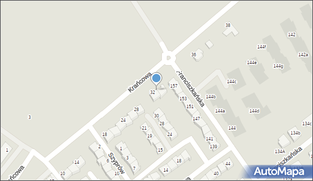 Koszalin, Krańcowa, 34, mapa Koszalina