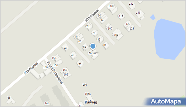 Koszalin, Krańcowa, 68, mapa Koszalina