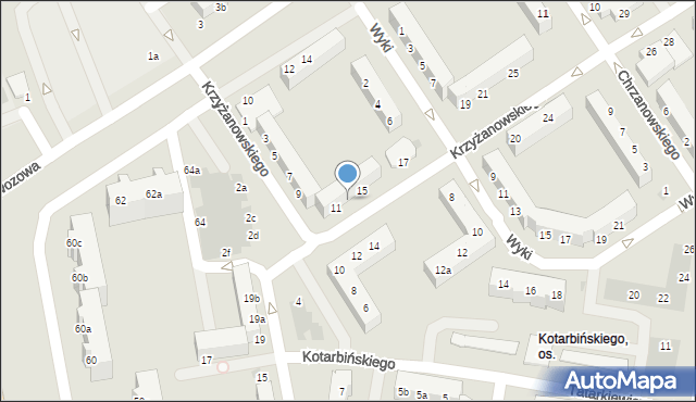 Koszalin, Krzyżanowskiego Juliana, 13, mapa Koszalina