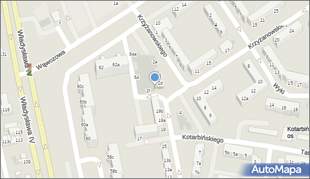 Koszalin, Krzyżanowskiego Juliana, 2e, mapa Koszalina