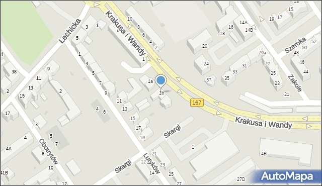 Koszalin, Krakusa i Wandy, 1b, mapa Koszalina