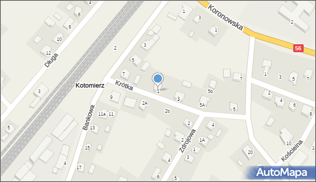 Kotomierz, Krótka, 1, mapa Kotomierz