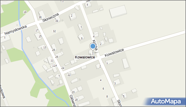 Kowalowice, Krótka, 1, mapa Kowalowice