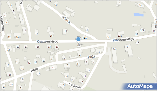 Kożuchów, Kraszewskiego, 9B, mapa Kożuchów