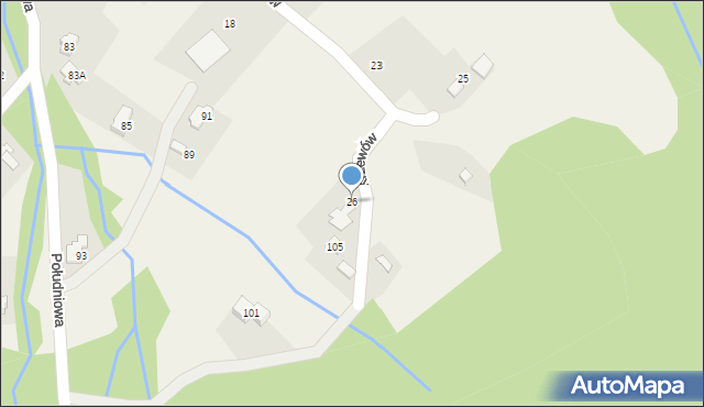 Kozy, Krzewów, 26, mapa Kozy