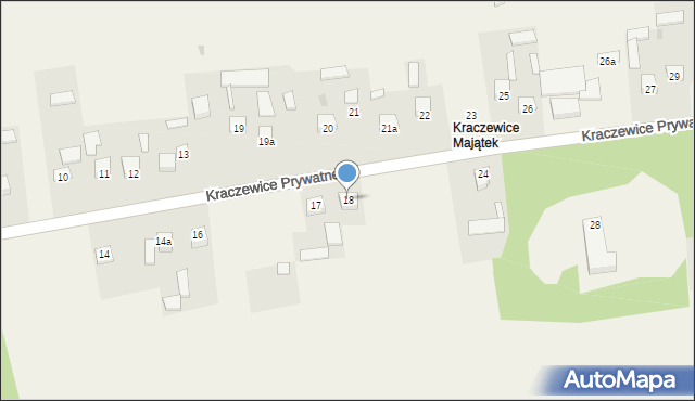 Kraczewice Prywatne, Kraczewice Prywatne, 18, mapa Kraczewice Prywatne