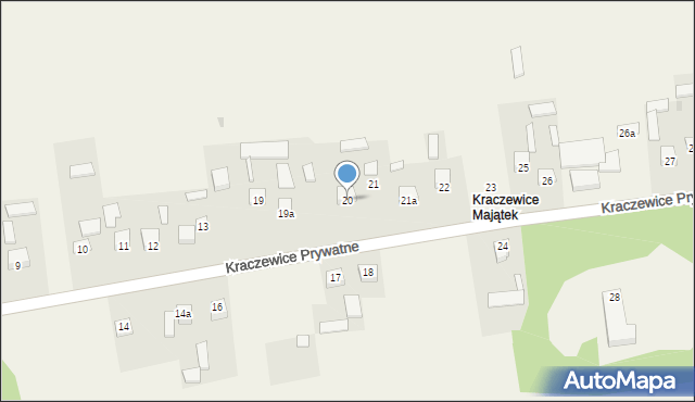 Kraczewice Prywatne, Kraczewice Prywatne, 20, mapa Kraczewice Prywatne