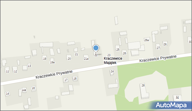 Kraczewice Prywatne, Kraczewice Prywatne, 22, mapa Kraczewice Prywatne