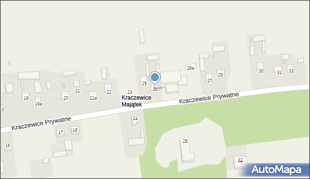 Kraczewice Prywatne, Kraczewice Prywatne, 26, mapa Kraczewice Prywatne