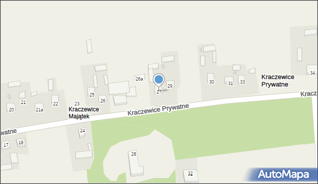 Kraczewice Prywatne, Kraczewice Prywatne, 27, mapa Kraczewice Prywatne