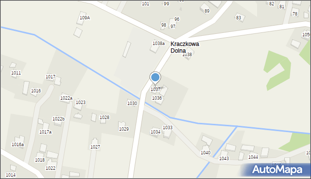 Kraczkowa, Kraczkowa, 1037, mapa Kraczkowa