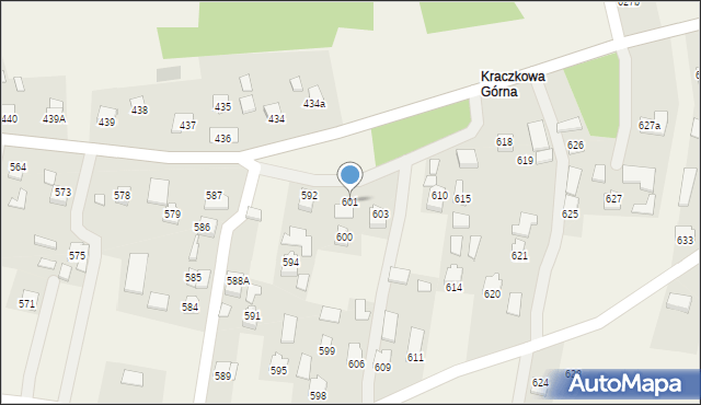 Kraczkowa, Kraczkowa, 601, mapa Kraczkowa