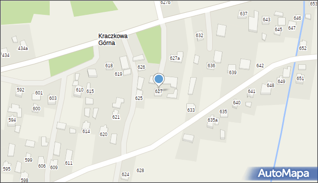 Kraczkowa, Kraczkowa, 627, mapa Kraczkowa