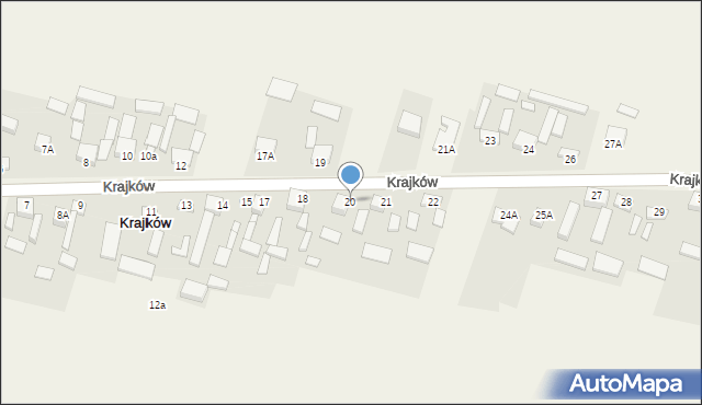 Krajków, Krajków, 20, mapa Krajków