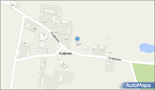 Krajkowo, Krajkowo, 12, mapa Krajkowo