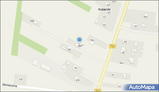 Krajno-Parcele, Krajno-Parcele, 58A, mapa Krajno-Parcele