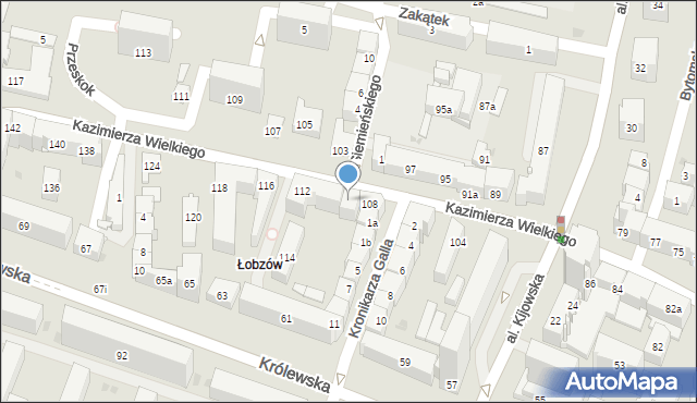 Kraków, Króla Kazimierza Wielkiego, 110, mapa Krakowa