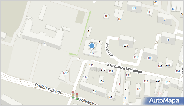 Kraków, Króla Kazimierza Wielkiego, 117, mapa Krakowa