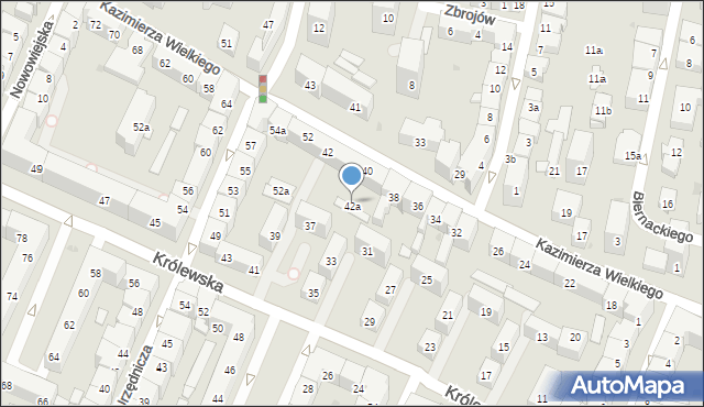Kraków, Króla Kazimierza Wielkiego, 42a, mapa Krakowa
