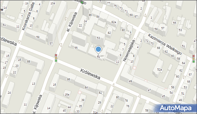 Kraków, Królewska, 51, mapa Krakowa