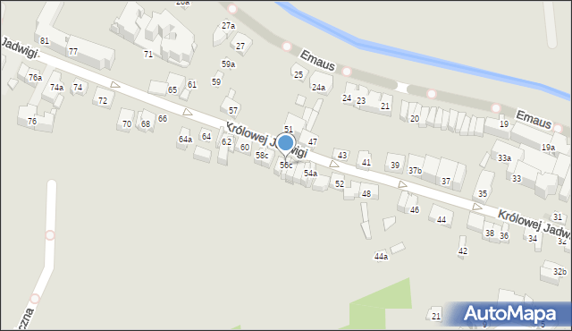 Kraków, Królowej Jadwigi, 56c, mapa Krakowa