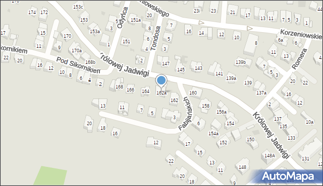 Kraków, Królowej Jadwigi, 162a, mapa Krakowa