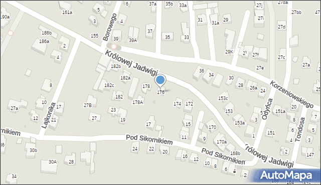 Kraków, Królowej Jadwigi, 176, mapa Krakowa