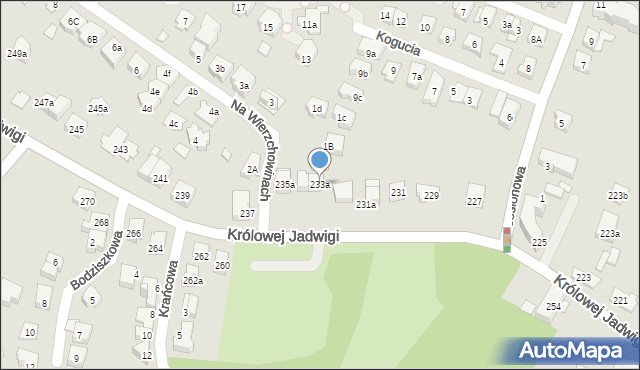 Kraków, Królowej Jadwigi, 233a, mapa Krakowa